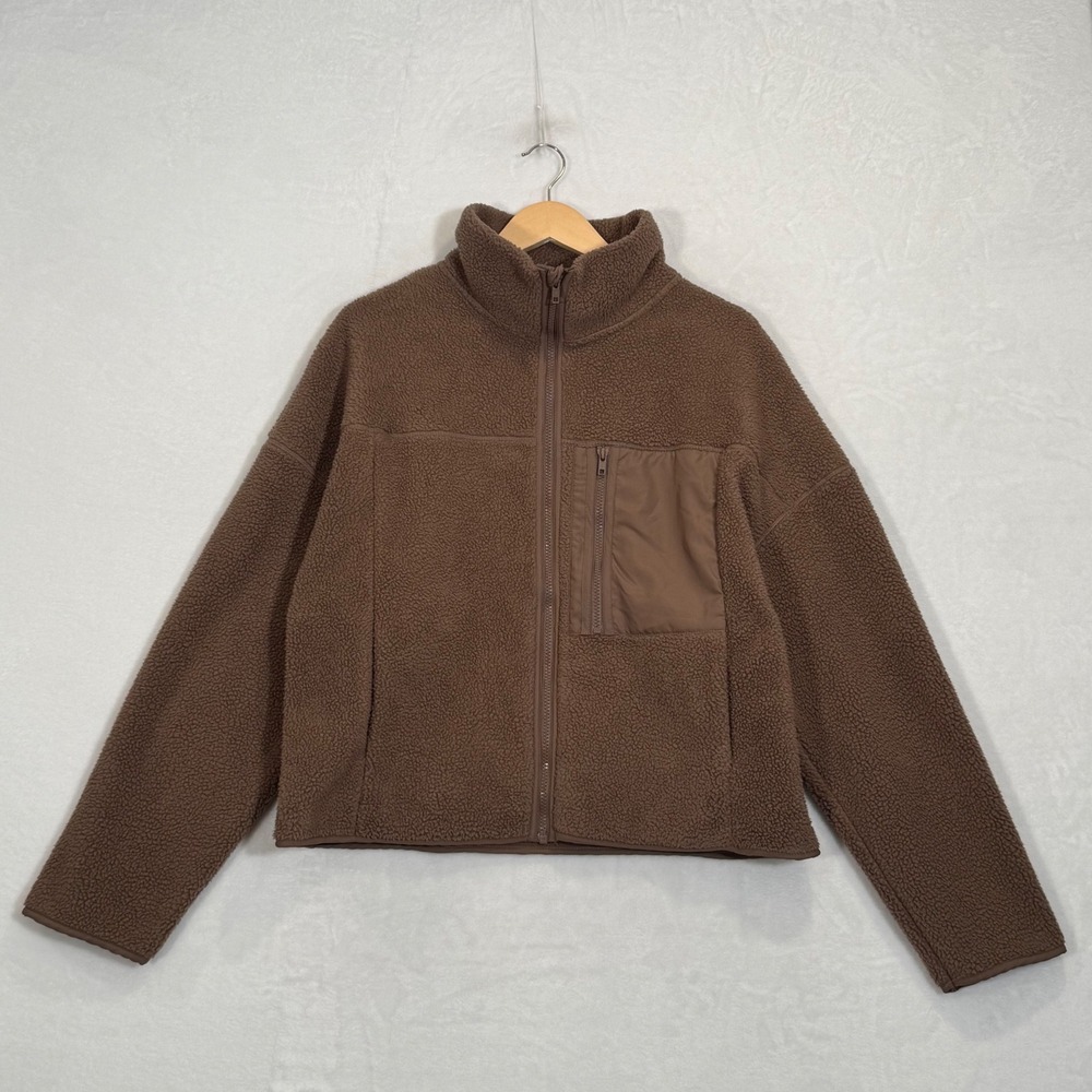 SO Brown Sherpa Fleece Full Zip Jacket Large